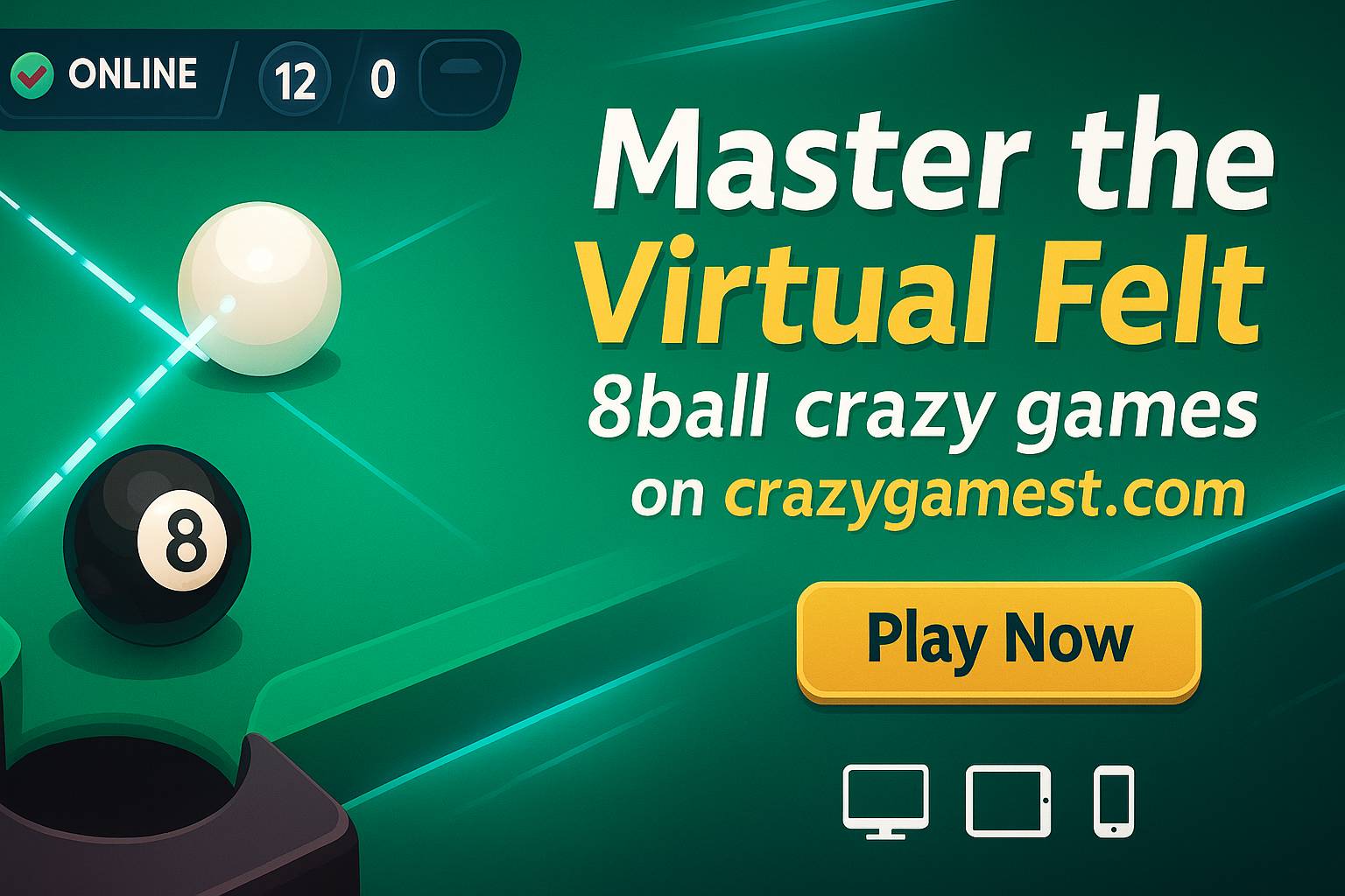 Master the Virtual Felt   8ball crazy games on crazygamest.com image